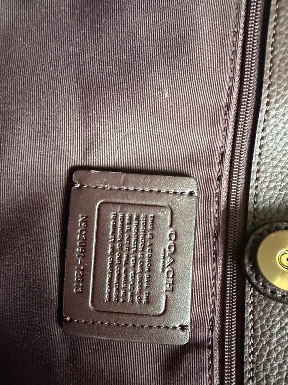 Coach Black Pebbled Leather Tote with Gold Logo - Picture 5 of 10
